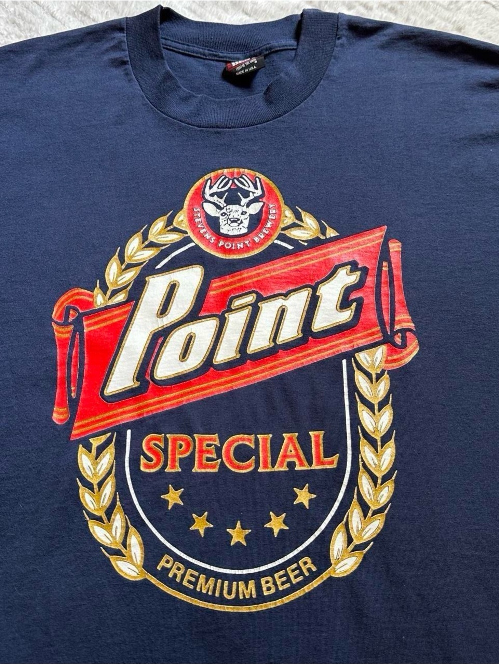 Vintage 1990s Point Special Graphic Tee - Navy Blue XL